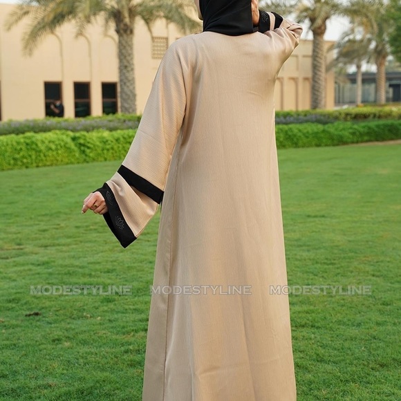 Bisht Abaya with hijab Attached cardigan open front abaya with belt Jilbab - Picture 5 of 6